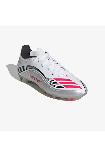 adidas F50 Messi League Firm-Multi Ground Kids White Turf Football Shoes