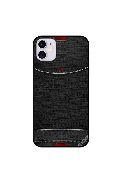 Covernex غطاء حماية لجهاز iPhone 11 بأزرار حمراء على نمط جلدي أسود