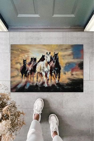 Skygo Ψηφιακή εκτύπωση Καφέ Running Horses Doormat K-2112