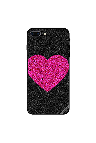 Covernex غطاء حماية لجهاز iPhone 7 Plus بتصميم قلب وردي مع بريق أسود