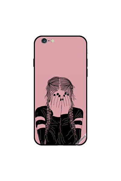 Covernex غطاء حماية لهاتف iPhone 6s Plus بتصميم فتاة حزينة باللونين الوردي وا...