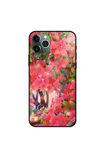 Covernex غطاء حماية لجهاز iPhone 11 Pro Max بطبعة زهور وردية وطيور الحب