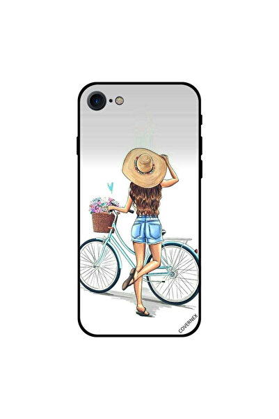Covernex غطاء حماية لجهاز iPhone 8 بتصميم فتاة أنيقة مع دراجة