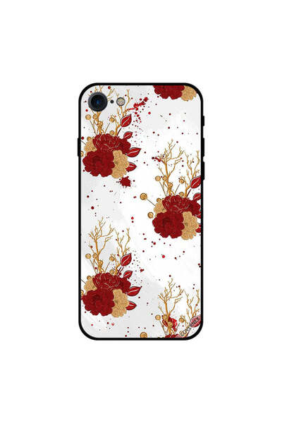 Covernex غطاء حماية لجهاز iPhone 8 بزهور حمراء وذهبية