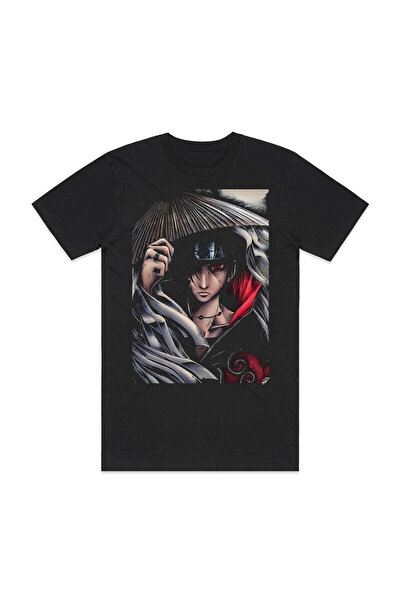 Flood Of Style تي شيرت رجالي منقوش برسومات الرسوم المتحركة ناروتو ايتاشي اوتشيها