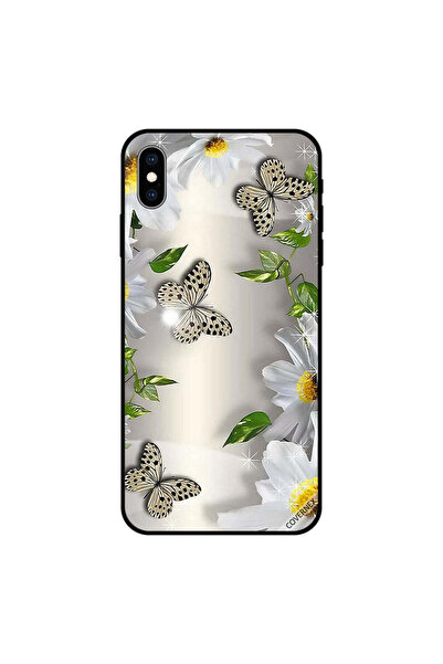 Covernex غطاء حماية لجهاز iPhone XS MAX بنقاط سوداء وزهور بيضاء