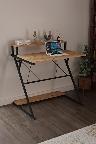 FAVORA Flamengo Çapraz Metal Ayaklı Çalışma Masası - Atlantik Çam