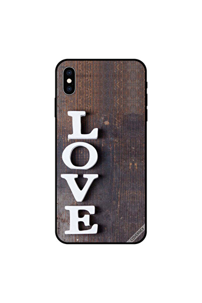Covernex غطاء حماية لجهاز iPhone XS MAX مطبوع عليه Love On Vintage Wood