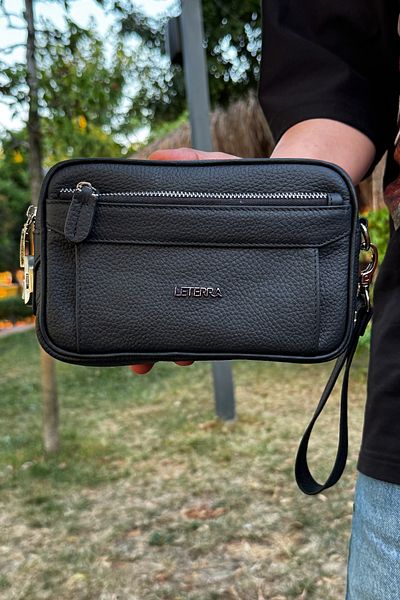 LETERRA Genuine Leather Premium Shiferi Hand Bag with Multi-Section Hand Handle and Wrist Strap