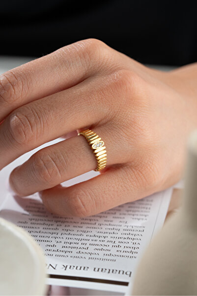 Silvano Jewelry 925 Ayar Gümüş Beyaz Zirkon Taşlı Merdiven Tasarım Yüzük