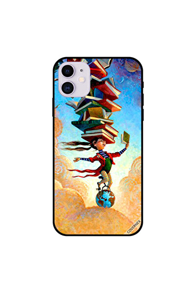 Covernex غطاء حماية لجهاز iPhone 11 بطبعة فتاة على الكرة الأرضية مع كتب