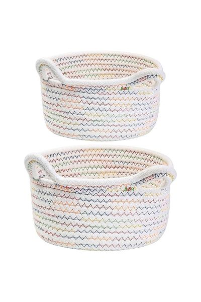 OEM Set 2 coșuri de depozitare, bumbac țesut pentru haine și jucării, multicolor