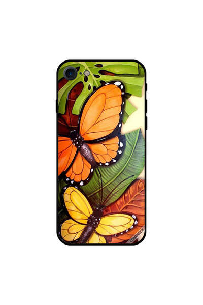 Covernex غطاء حماية لجهاز iPhone 8 بنقشة فراشات باللونين الأسود والبرتقالي