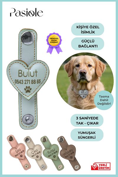 pasiole Leather Dog Tag, Leather Dog Name Tag, Dog Cat Collar, Dog Locket