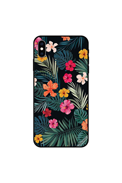 Covernex غطاء حماية لجهاز iPhone XS MAX بنقشة زهور متعددة الألوان وريش أخضر داكن