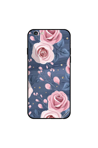 Covernex غطاء حماية لجهاز iPhone 6 بنقشة ورود وردية وأوراق رمادية داكنة