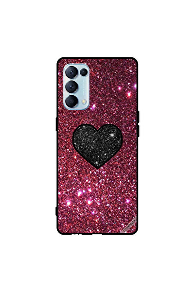 Covernex غطاء حماية لهاتف Oppo Reno5 Pro 5G قلب أسود مع بريق أحمر