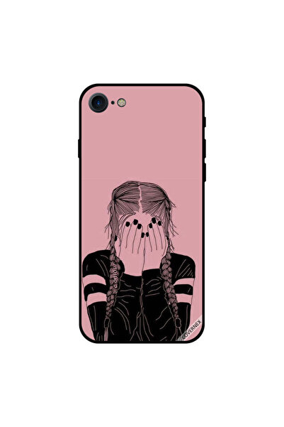 Covernex غطاء حماية لهاتف iPhone 8 - فتاة حزينة باللونين الوردي والأسود