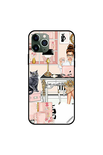 Covernex غطاء حماية لجهاز iPhone 11 Pro بتصميم فتاة بوس وقط أسود