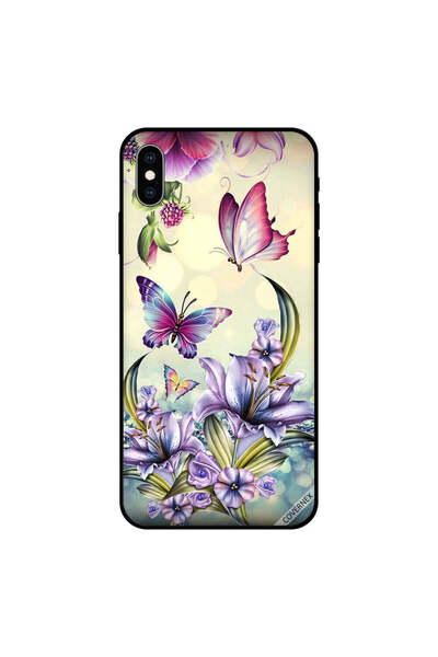 Covernex غطاء حماية لجهاز iPhone XS MAX بنقشة زهور أرجوانية وفراشات