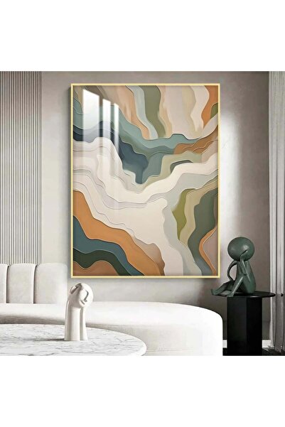 4gdran لوحة جدارية خشبية بتصميم الفن التجريدي مع برواز ذهبي و طبقة من الاكرلي...