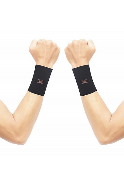Thx4COPPER Set of 2 Thx4COPPER wrist compression sleeves, black, copper infused fabric, XXXL