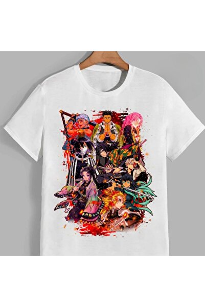 Flood Of Style تي شيرت رجالي منقوش بتصميم الرسوم المتحركة Demon Slayer Kamado...