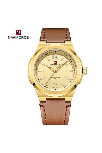 Naviforce Men's Minimalist Analog Watch – 40mm Dial, Leather Strap, Water Resistant, Classic Design
