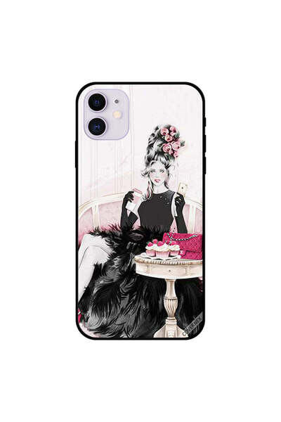 Covernex غطاء حماية لجهاز iPhone 11 أسود بتصميم فتاة أنيقة جاهزة للحفلات