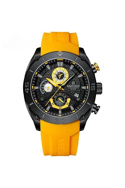 Naviforce Sport Chronograph Wrist Watch for Men with Silicone Strap Water Resistant Multi-Function Timepiece