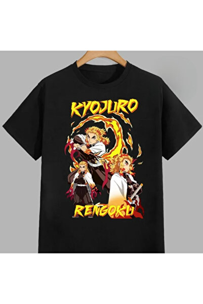 Flood Of Style Ανιμέ μπλουζάκι με σχέδια Unisex για άνδρες Rengoku Kyojuro ‌ ...