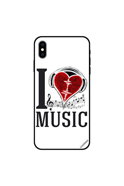 Covernex غطاء حماية iPhone XS - أحب الموسيقى - قلب أحمر