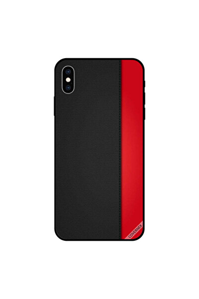 Covernex غطاء حماية لجهاز iPhone XS MAX بنقشة جلد أحمر وأسود سادة