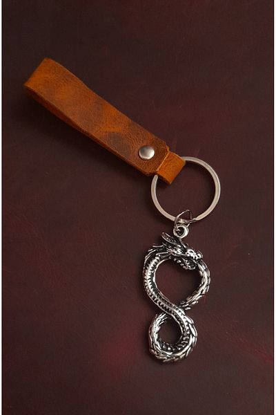 BSN Store Snake Figure Keychain Premium Hand Made Real Leather Keychain