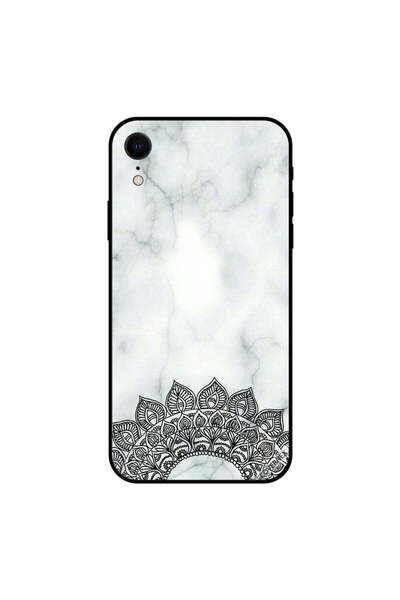 Covernex غطاء حماية iPhone XR بنقشة زهرة سوداء و رخامية بيضاء