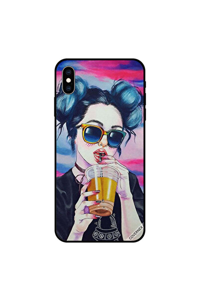 Covernex غطاء حماية لهاتف iPhone XS MAX بتصميم فتاة أنيقة لطيفة تشرب