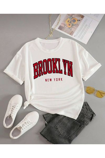 khufu Oversize Fit Cotton Brooklyn Printed Relaxed Fit T-Shirt Unisex