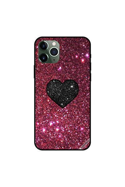 Covernex غطاء حماية لجهاز iPhone 11 Pro Max بتصميم قلب أسود مع لمعان أحمر