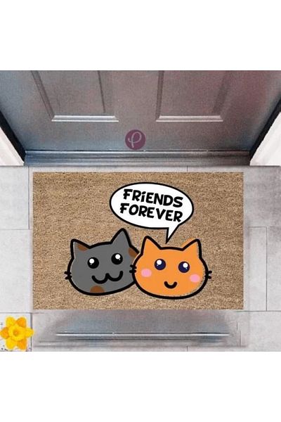Mu Art Ahşap Door Mat Decorative Digital Print Friends Forever P-2366