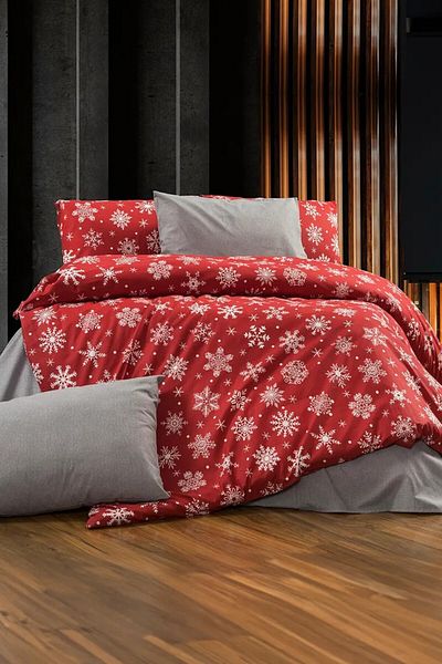GARDEN ROOM Single Duvet Cover Set with Elastic Sheet Kartanesi̇ Red