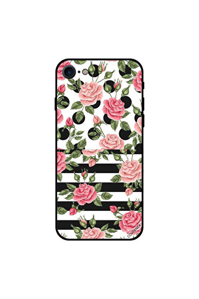 Covernex غطاء حماية لجهاز iPhone 8 بخطوط وردية وسوداء وبيضاء