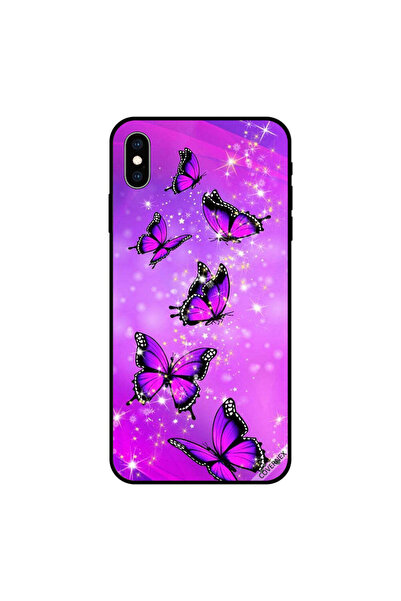 Covernex غطاء حماية لجهاز iPhone XS MAX بنقشة فراشات باللونين الأسود والوردي