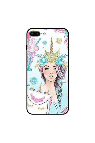 Covernex غطاء حماية لهاتف iPhone 8 Plus بتصميم فتاة وحيد القرن والآيس كريم
