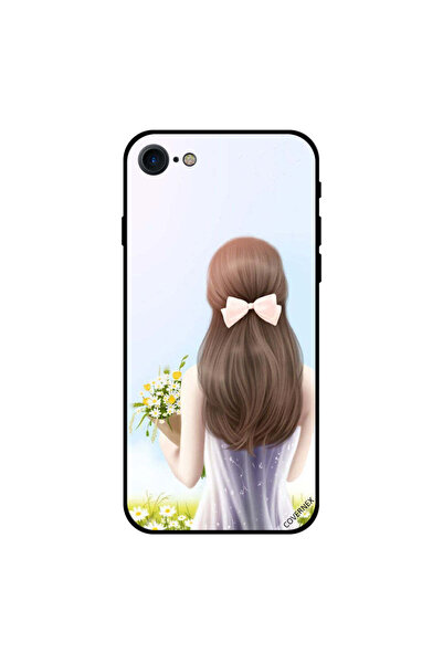 Covernex غطاء حماية لهاتف iPhone 7 بتصميم فتاة جميلة تحمل زهورًا