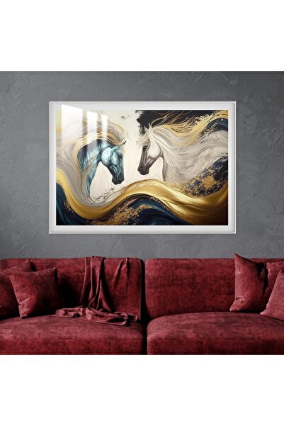 Marktna لوحة جدارية خشبية فاخرة مع برواز فضي و طبقة من الاكرليك الشفاف