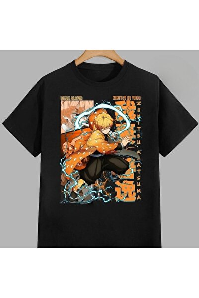 Flood Of Style Μπλουζάκι Unisex με σχέδια Anime Demon Slayer Agatsuma Zenitsu