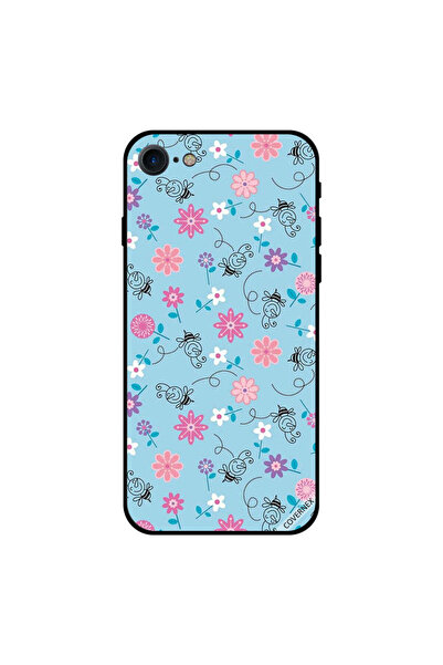 Covernex غطاء حماية لجهاز iPhone 8 بنقشة زهور وردية ونحل