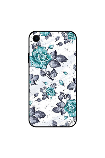 Covernex غطاء حماية لجهاز iPhone XR بزهرة خضراء وأوراق سوداء ورسم فني