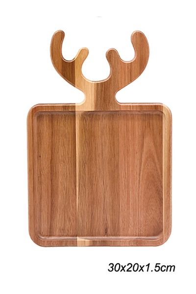 SepetçiBaba Acacia Deer Square Presentation Plate Large Size - 65630
