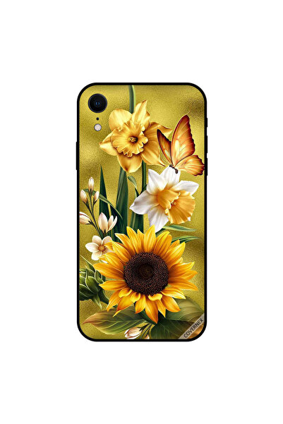 Covernex غطاء حماية لهاتف iPhone XR بتصميم فراشة ذهبية على زهرة عباد الشمس